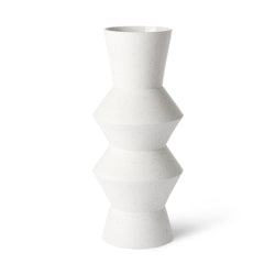 Ton Vase Eckig L - Weiß/Gesprenkelt