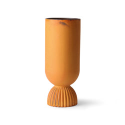 Blumenvase aus Keramik - gerippter Boden - Orange