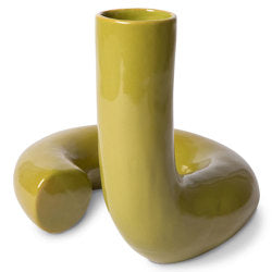 HK objects - Gedrehte Keramik Vase - Glänzend/Olive