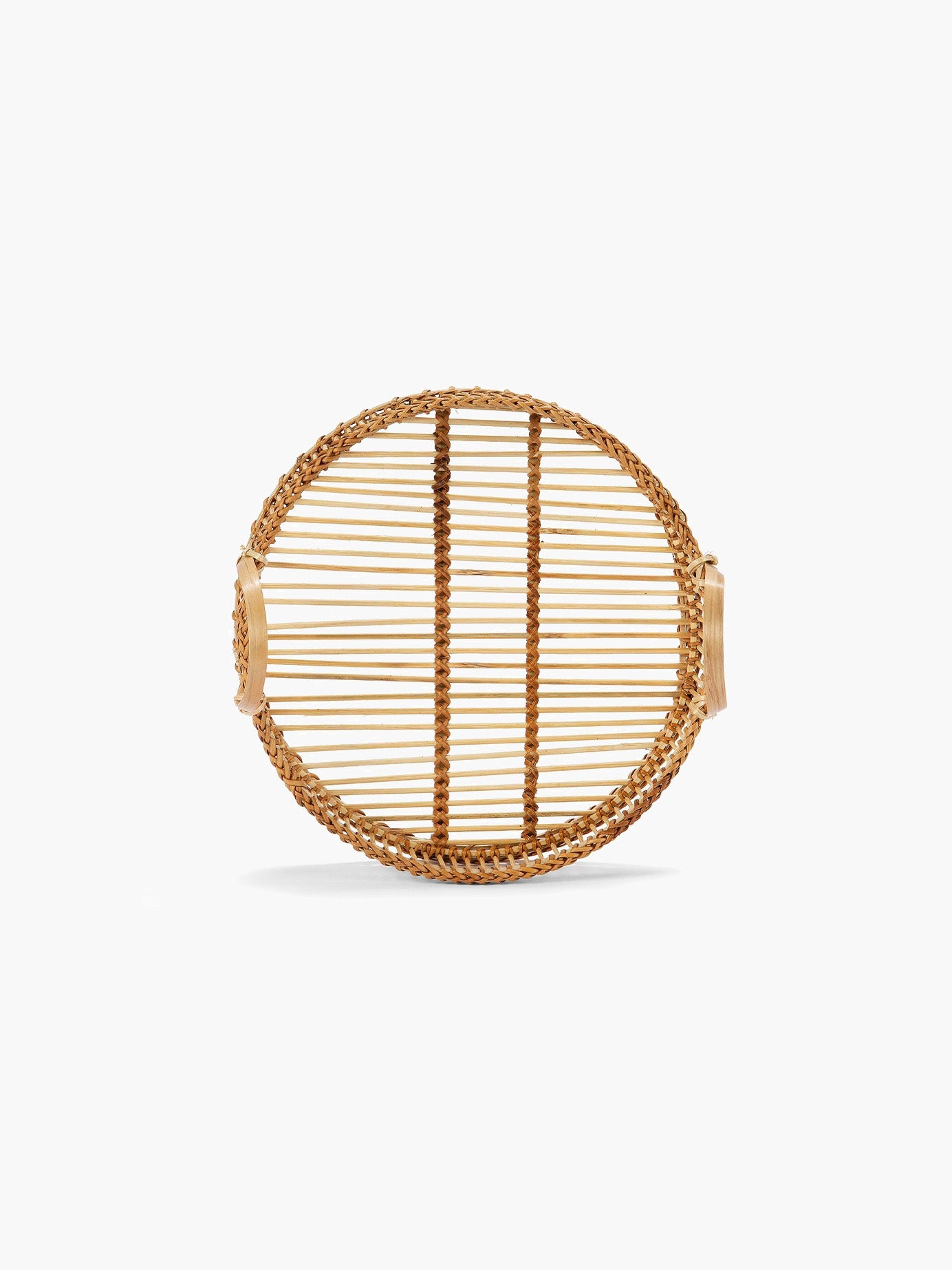 Rundes Tablett aus braunem Bambus - klein