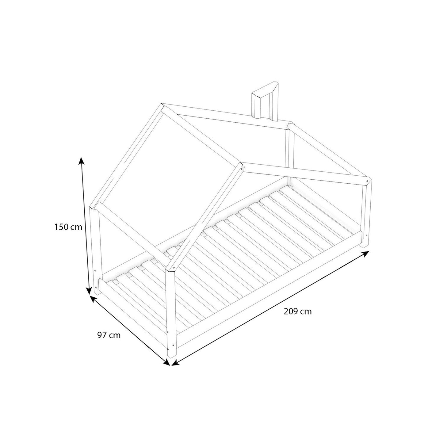 Hausbett Milo mit asymmetrischem Giebel, natur (div. Größen)