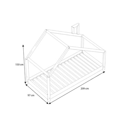 Hausbett Milo mit asymmetrischem Giebel, weiß (div. Größen)